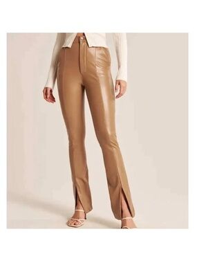 Abercrombie & Fitch The Skinny Ultra High Rise Split Hem Faux Leather Pants